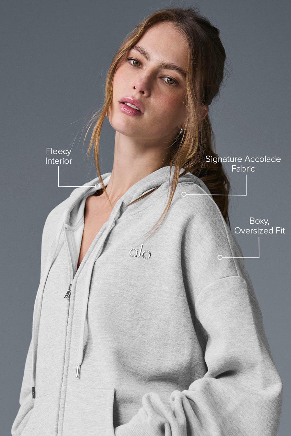 Sudadera con Capucha Alo Yoga Accolade Full Zip Mujer Gris | España  XALE-29517