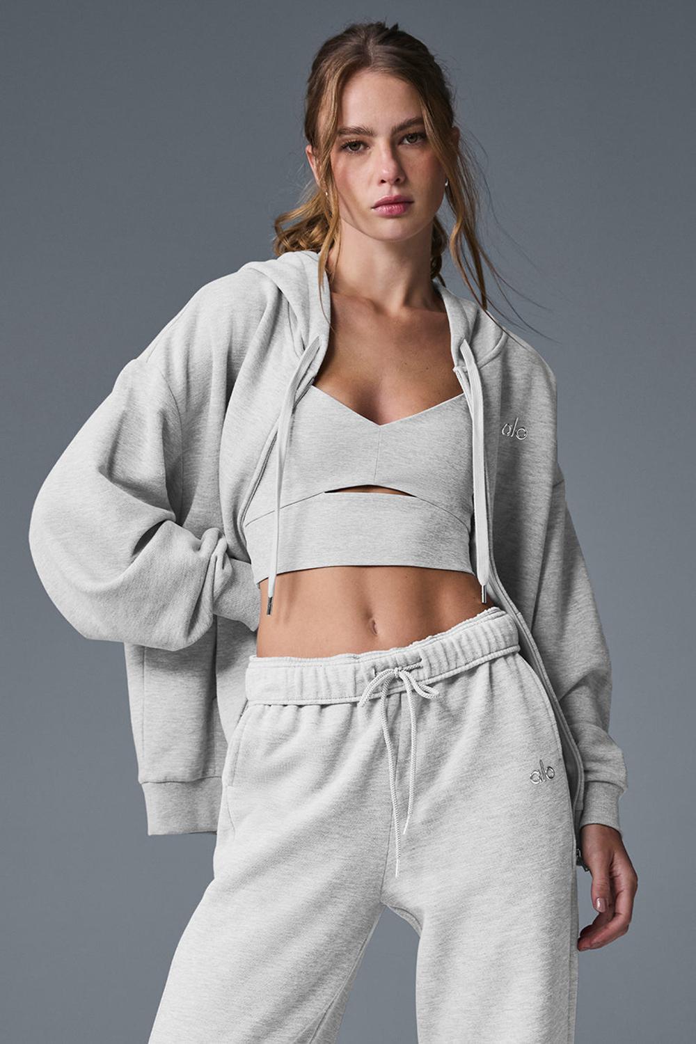 Sudadera con Capucha Alo Yoga Accolade Full Zip Mujer Gris | España  XALE-29517