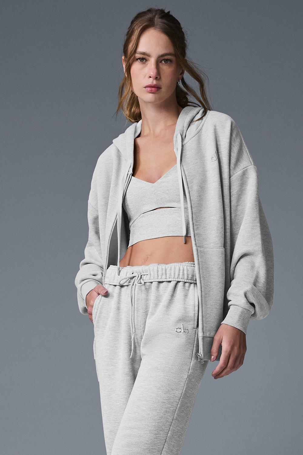Sudadera con Capucha Alo Yoga Accolade Full Zip Mujer Gris | España  XALE-29517