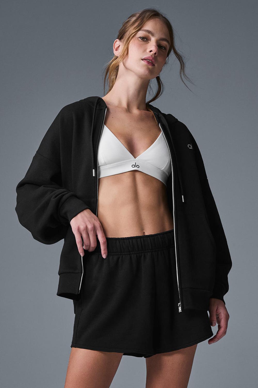 Sudadera con Capucha Alo Yoga Accolade Full Zip Mujer Negras | España  LRYU-13859