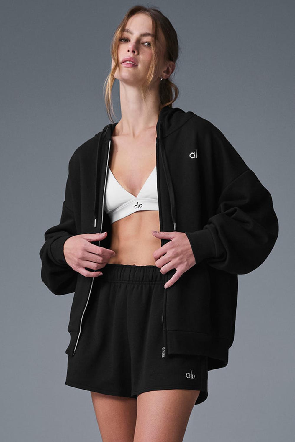 Sudadera con Capucha Alo Yoga Accolade Full Zip Mujer Negras | España  LRYU-13859