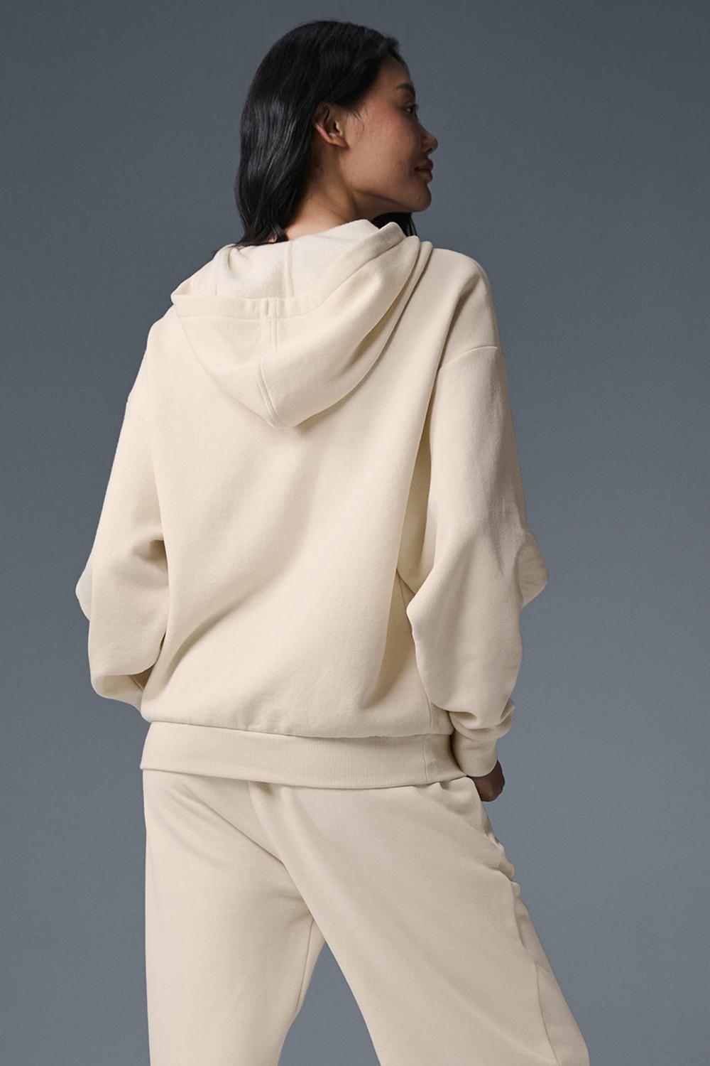 Sudadera con Capucha Alo Yoga Accolade Full Zip Mujer Oat Milk | España  CQYM-36427
