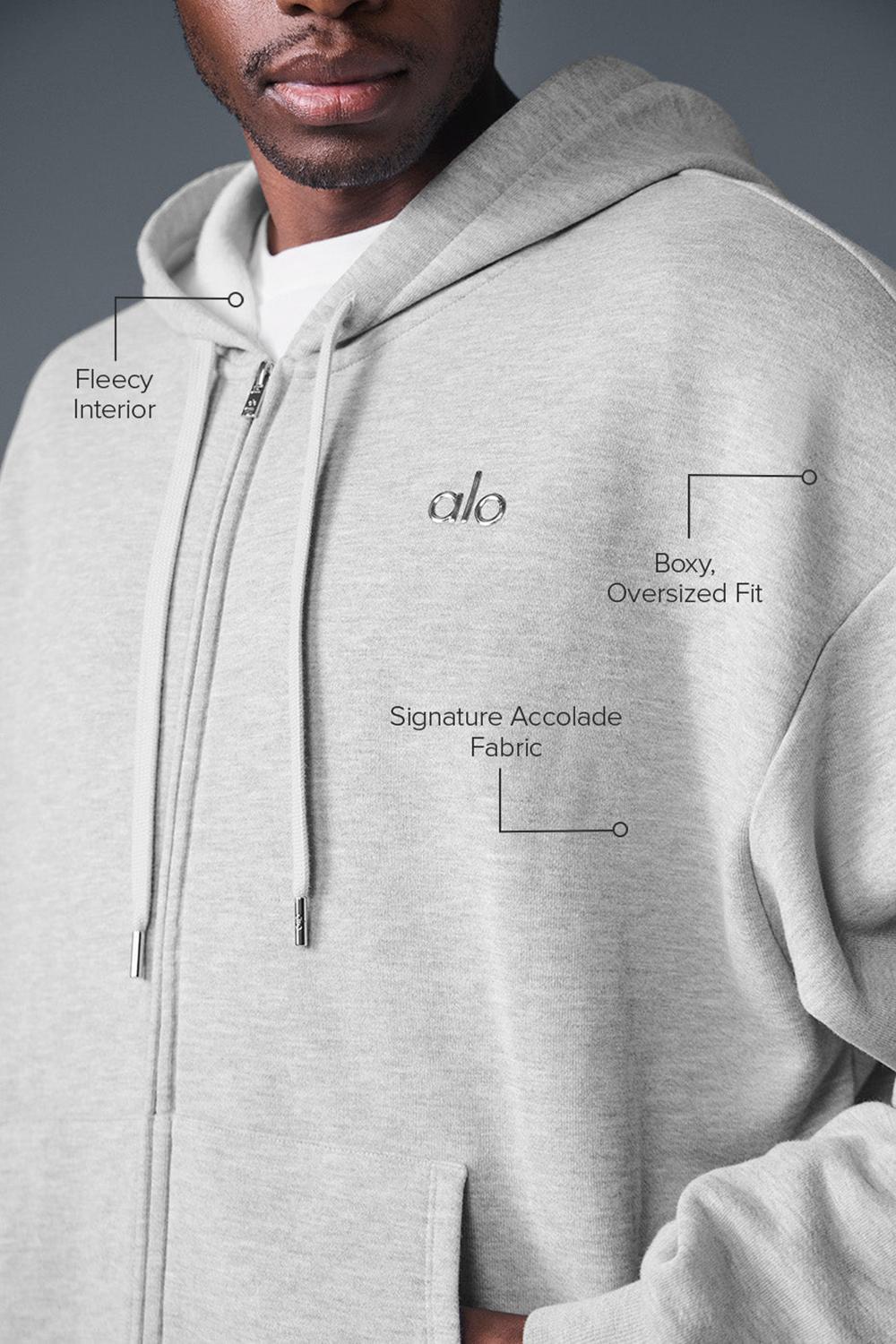 Sudadera con Capucha Alo Yoga Accolade Full Zip Hombre Gris | España  QOPG-46017