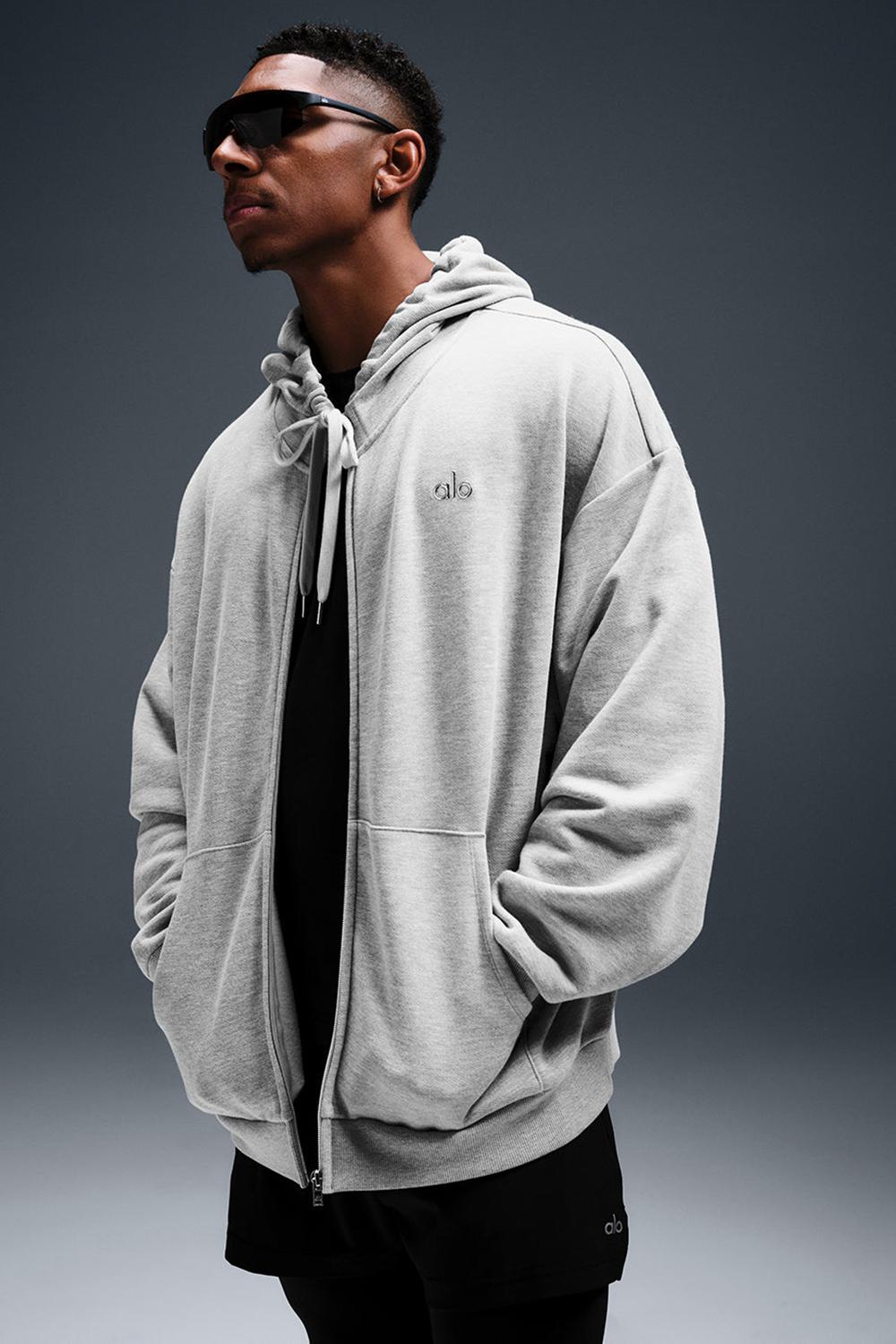 Sudadera con Capucha Alo Yoga Accolade Full Zip Hombre Gris | España  QOPG-46017