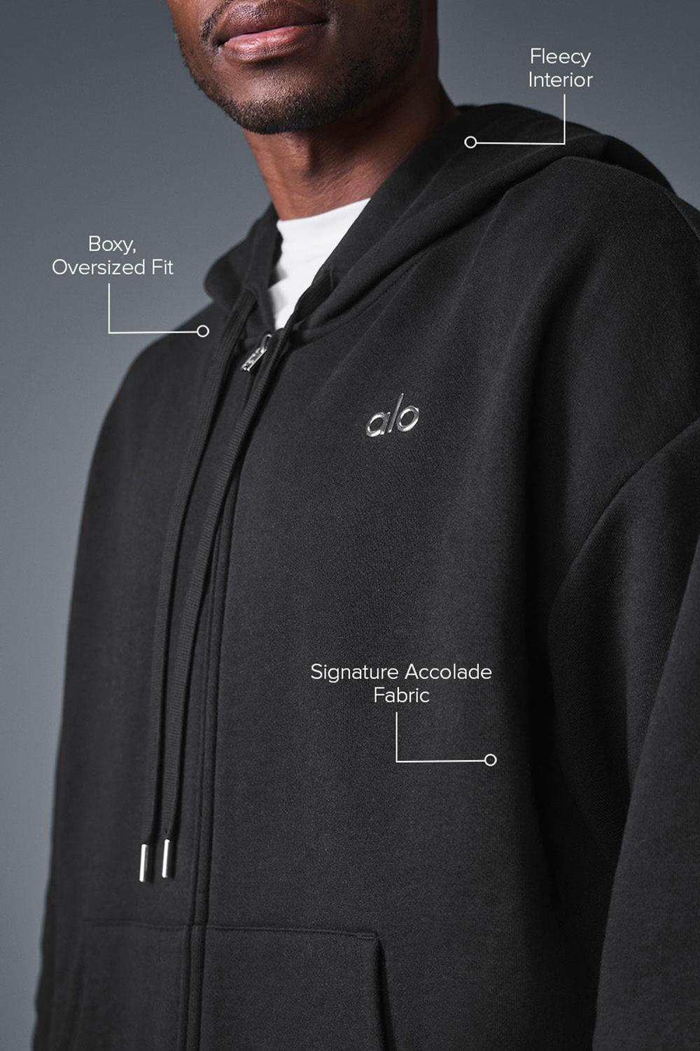 Sudadera con Capucha Alo Yoga Accolade Full Zip Hombre Negras | España  BQRH-45960
