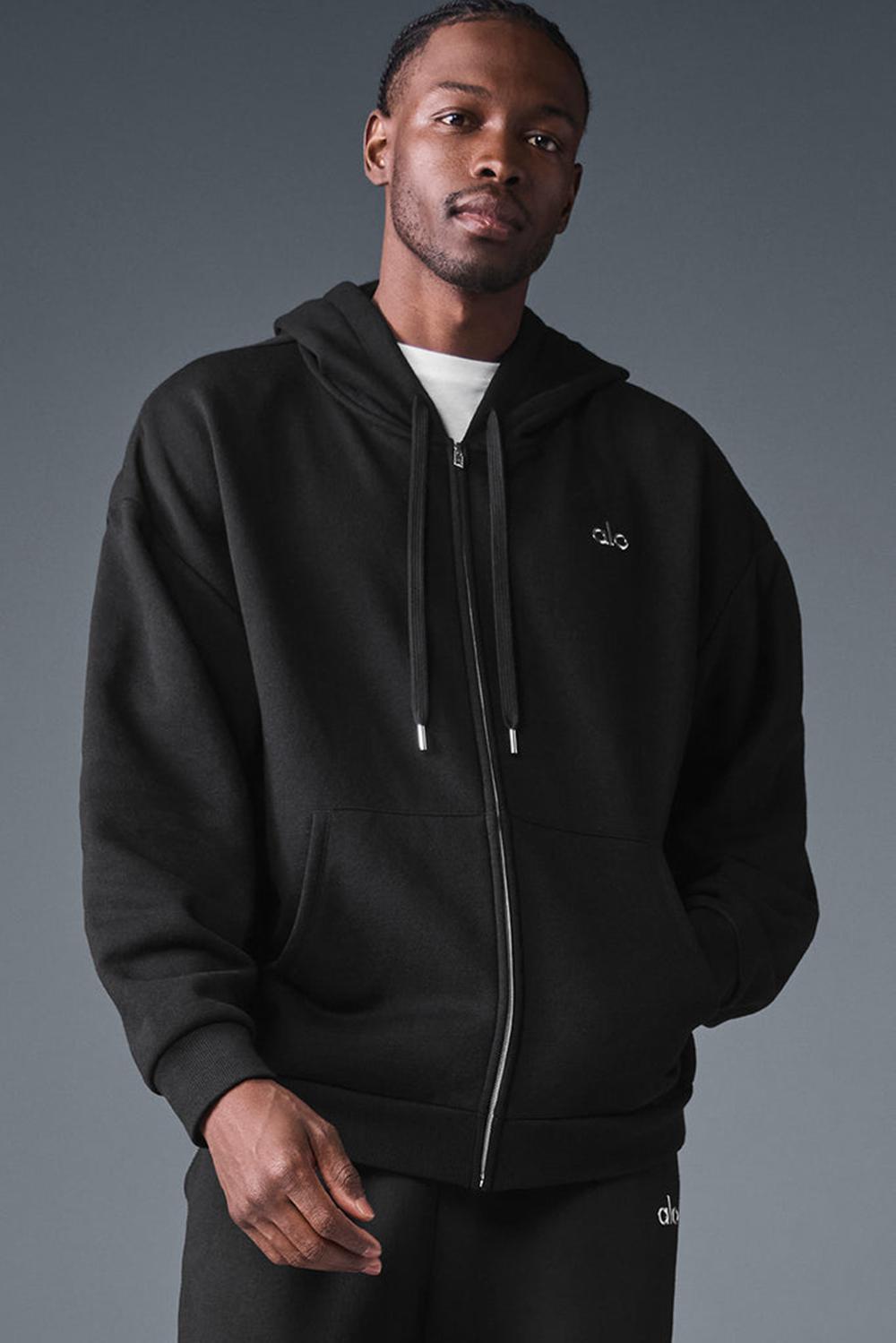 Sudadera con Capucha Alo Yoga Accolade Full Zip Hombre Negras | España  BQRH-45960
