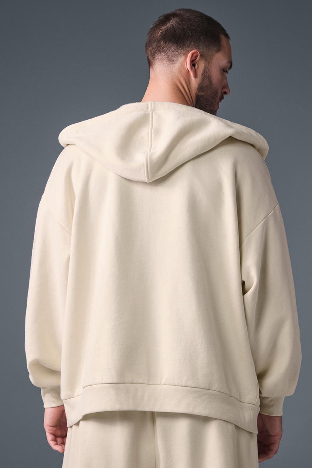 Sudadera con Capucha Alo Yoga Accolade Full Zip Hombre Oat Milk | España  EQHK-50782