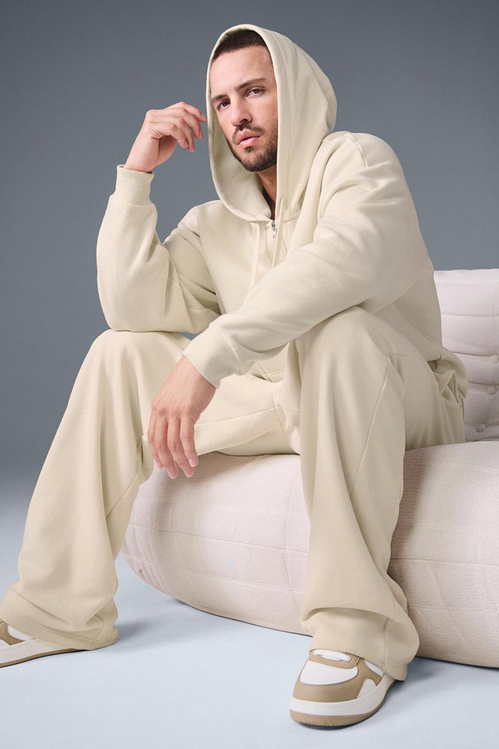 Sudadera con Capucha Alo Yoga Accolade Full Zip Hombre Oat Milk | España  EQHK-50782
