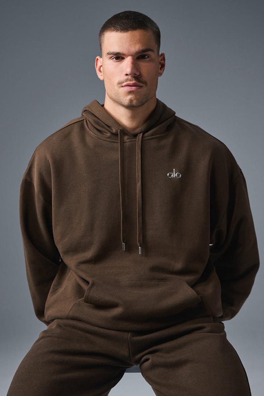 Sudadera con Capucha Alo Yoga Accolade Hombre Espresso | España  MWKA-49215