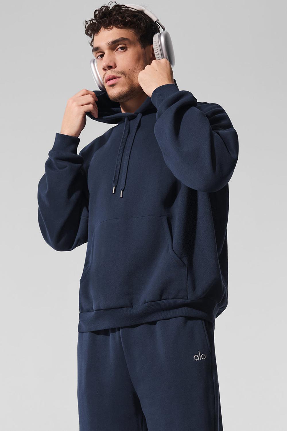 Sudadera con Capucha Alo Yoga Accolade Hombre Azul Marino | España  GQMN-47962