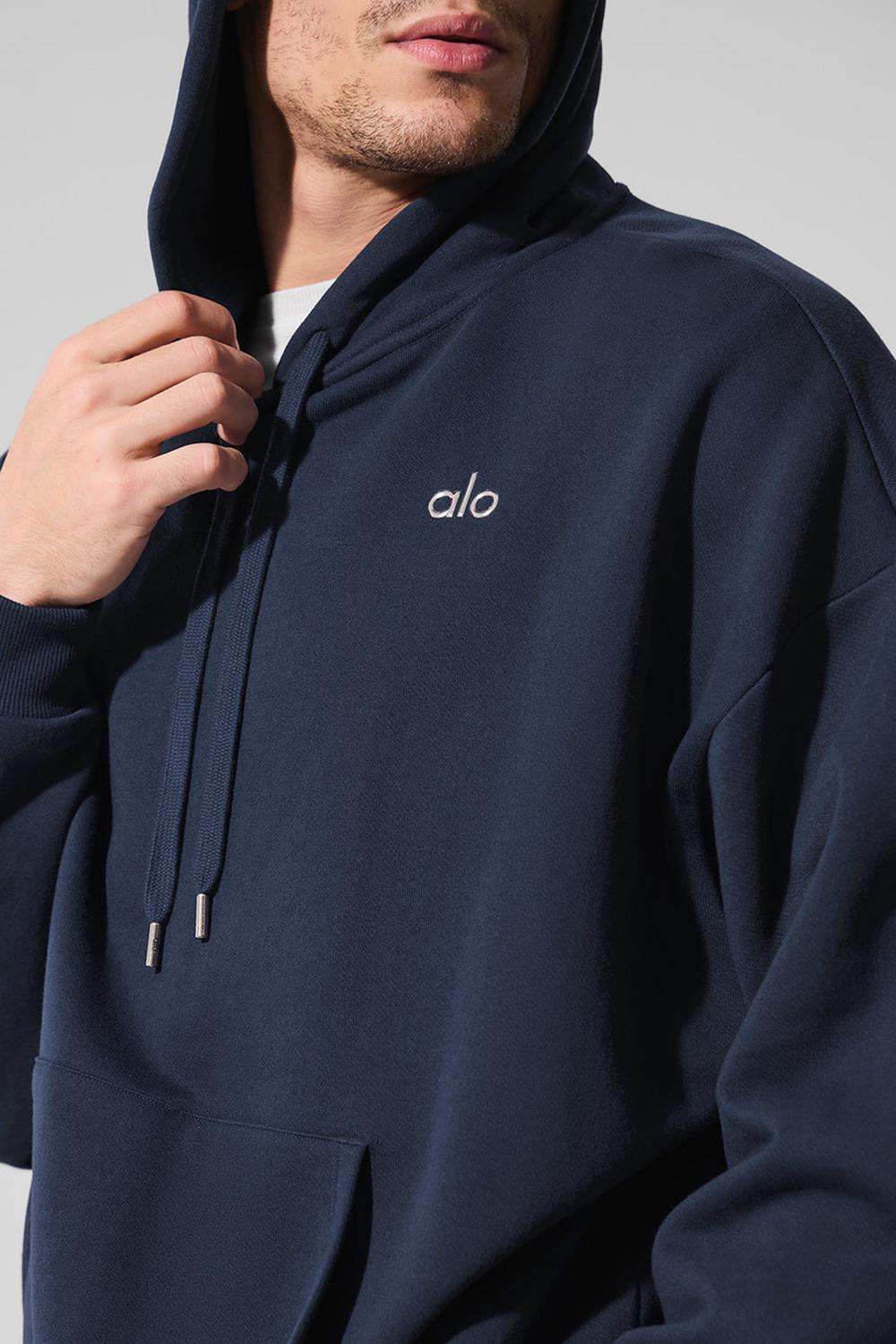 Sudadera con Capucha Alo Yoga Accolade Hombre Azul Marino | España  GQMN-47962
