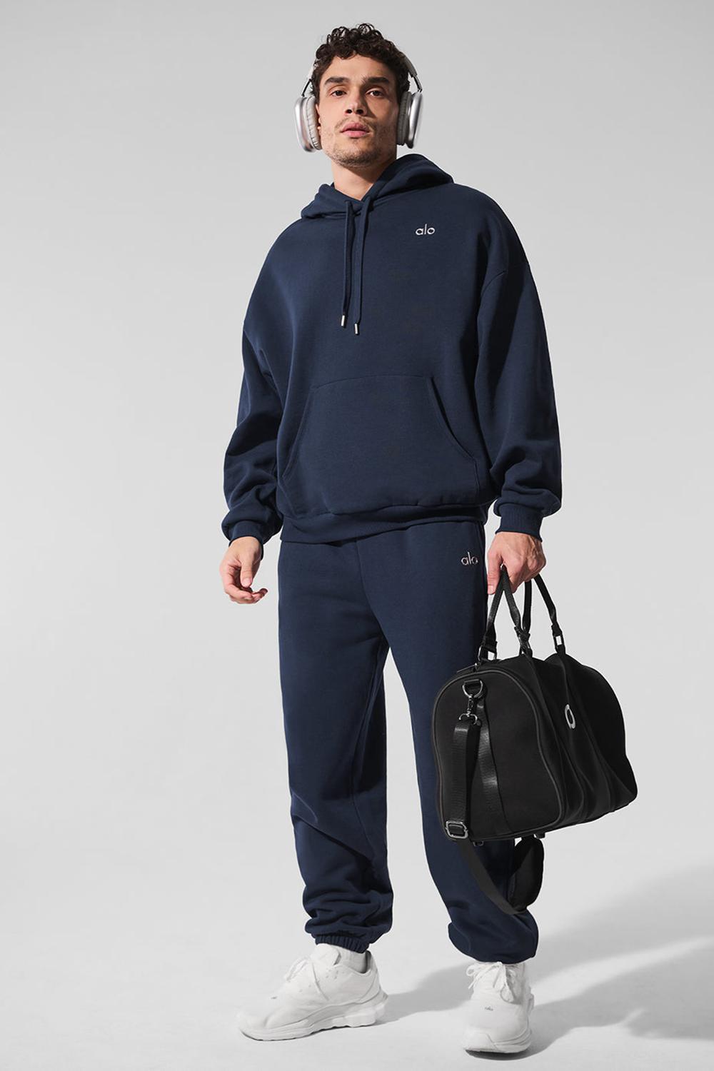 Sudadera con Capucha Alo Yoga Accolade Hombre Azul Marino | España  GQMN-47962