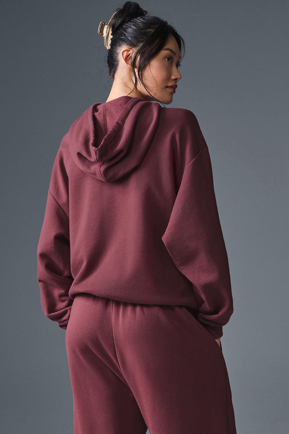 Sudadera con Capucha Alo Yoga Accolade Mujer Burdeos | España  FQIH-49018