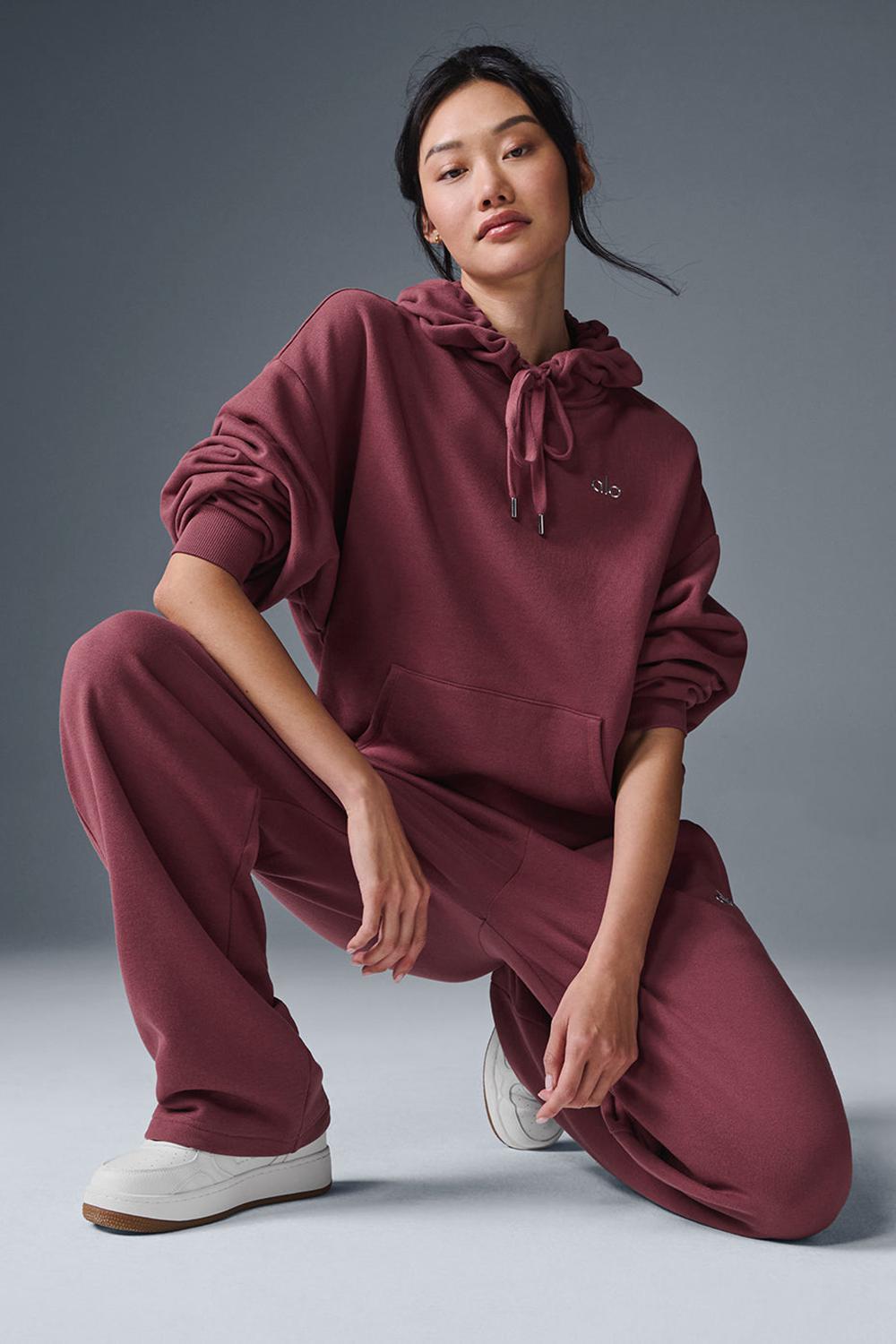 Sudadera con Capucha Alo Yoga Accolade Mujer Burdeos | España  FQIH-49018
