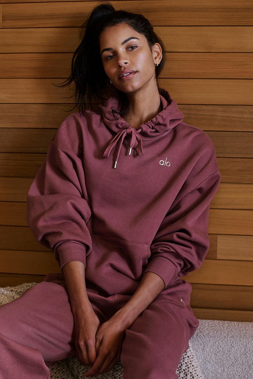 Sudadera con Capucha Alo Yoga Accolade Mujer Burdeos | España  FQIH-49018