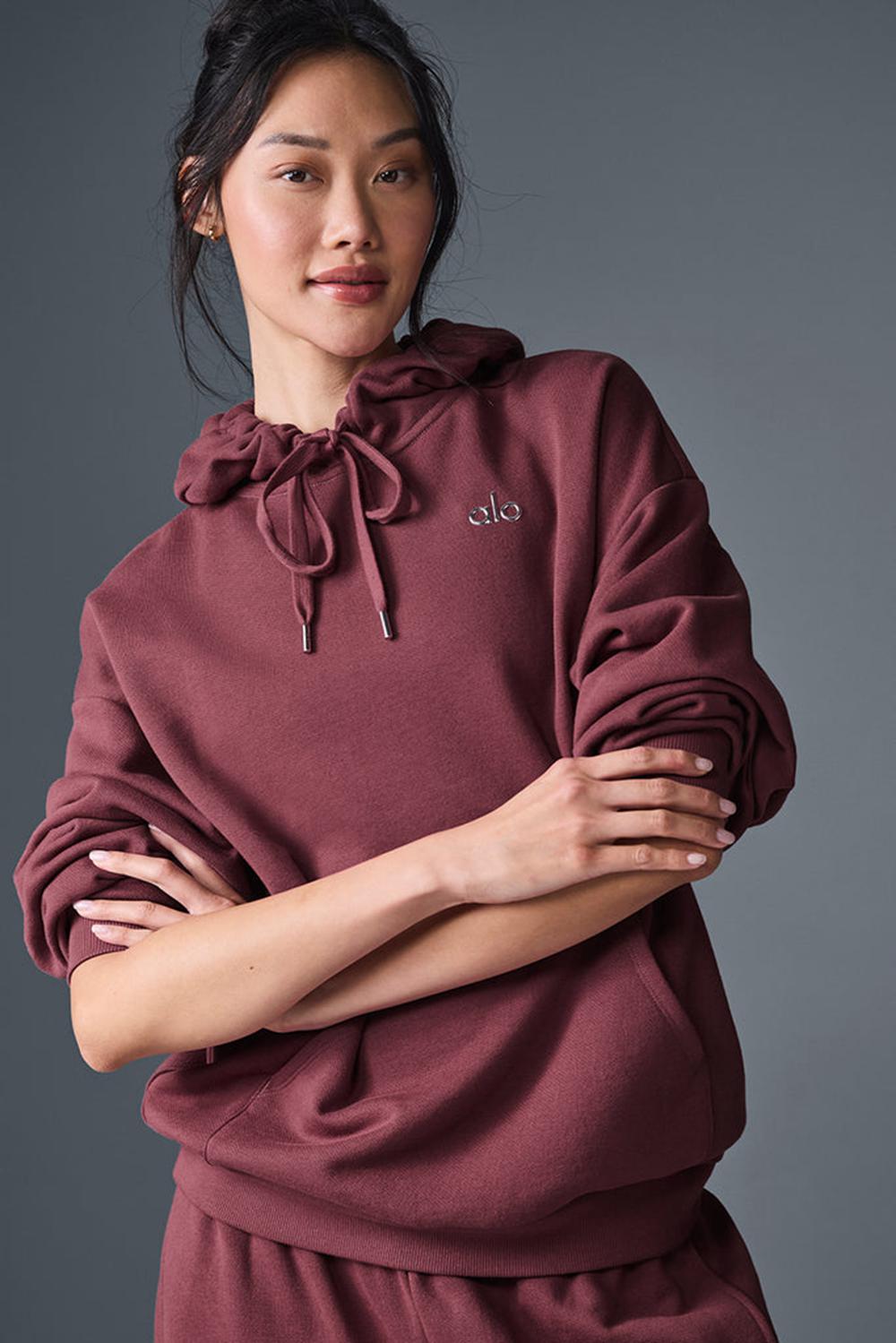 Sudadera con Capucha Alo Yoga Accolade Mujer Burdeos | España  FQIH-49018