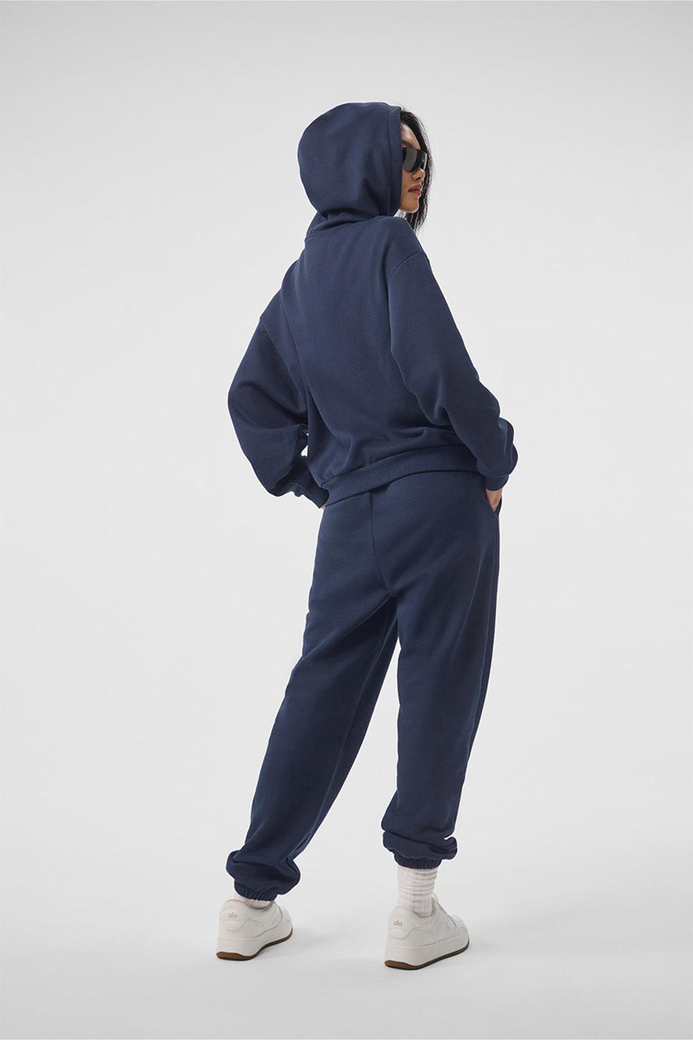 Sudadera con Capucha Alo Yoga Accolade Mujer Azul Marino | España  EHFO-01498