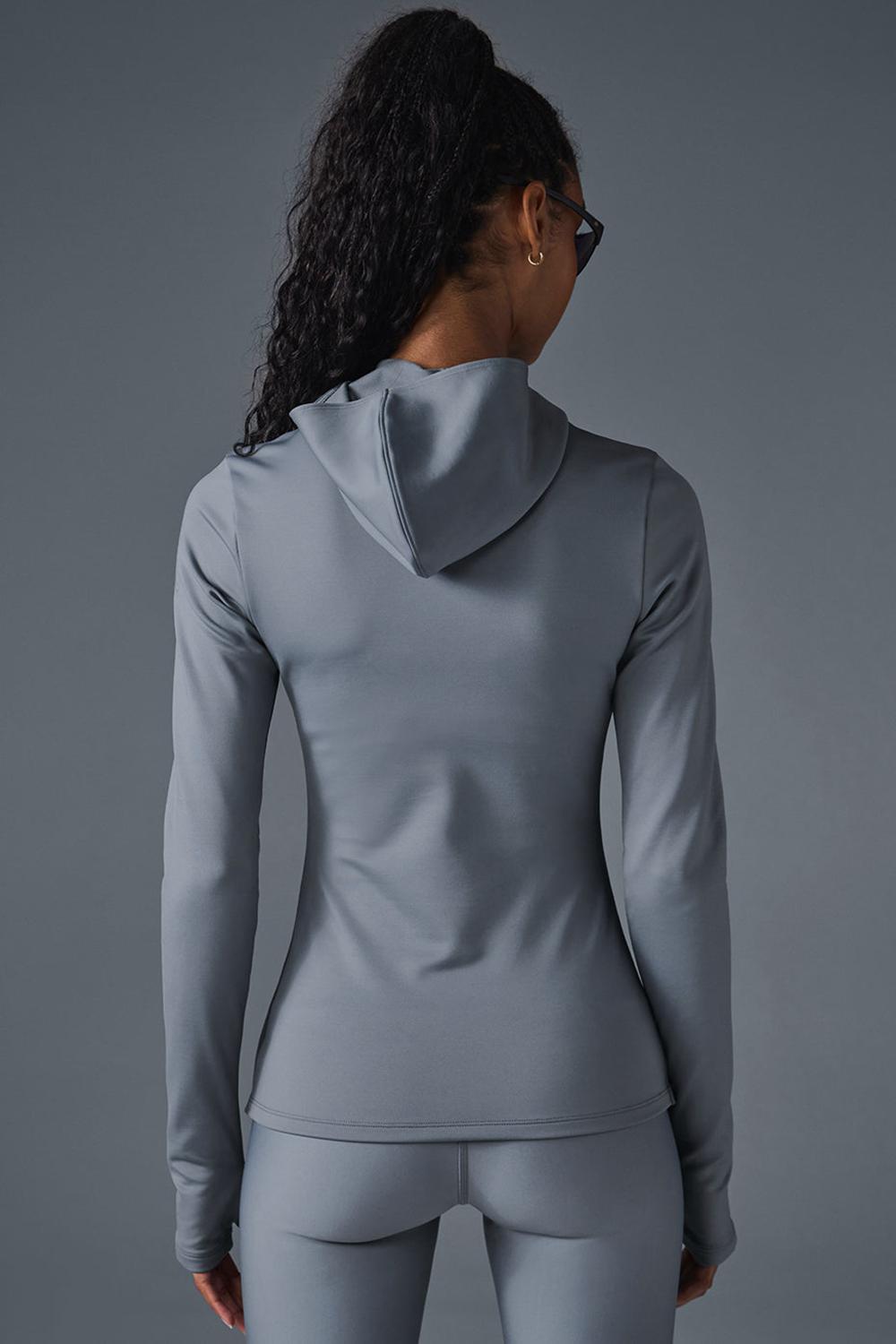 Sudadera con Capucha Alo Yoga Airlift Winter Warm Hooded Mujer Gris | España  KZTN-49721