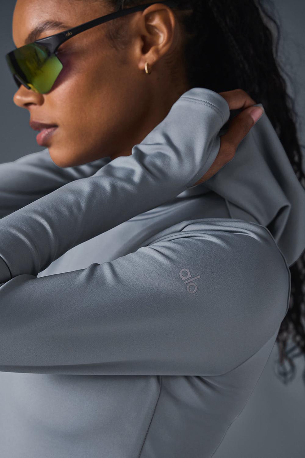 Sudadera con Capucha Alo Yoga Airlift Winter Warm Hooded Mujer Gris | España  KZTN-49721
