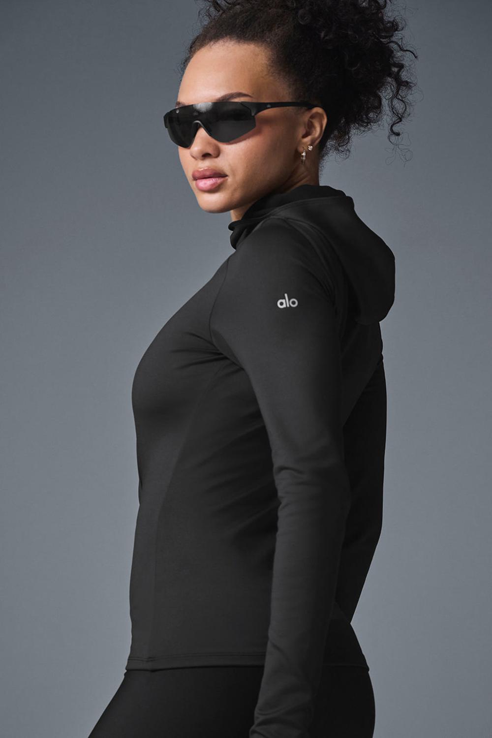 Sudadera con Capucha Alo Yoga Airlift Winter Warm Runner Mujer Negras | España  VYEO-10374