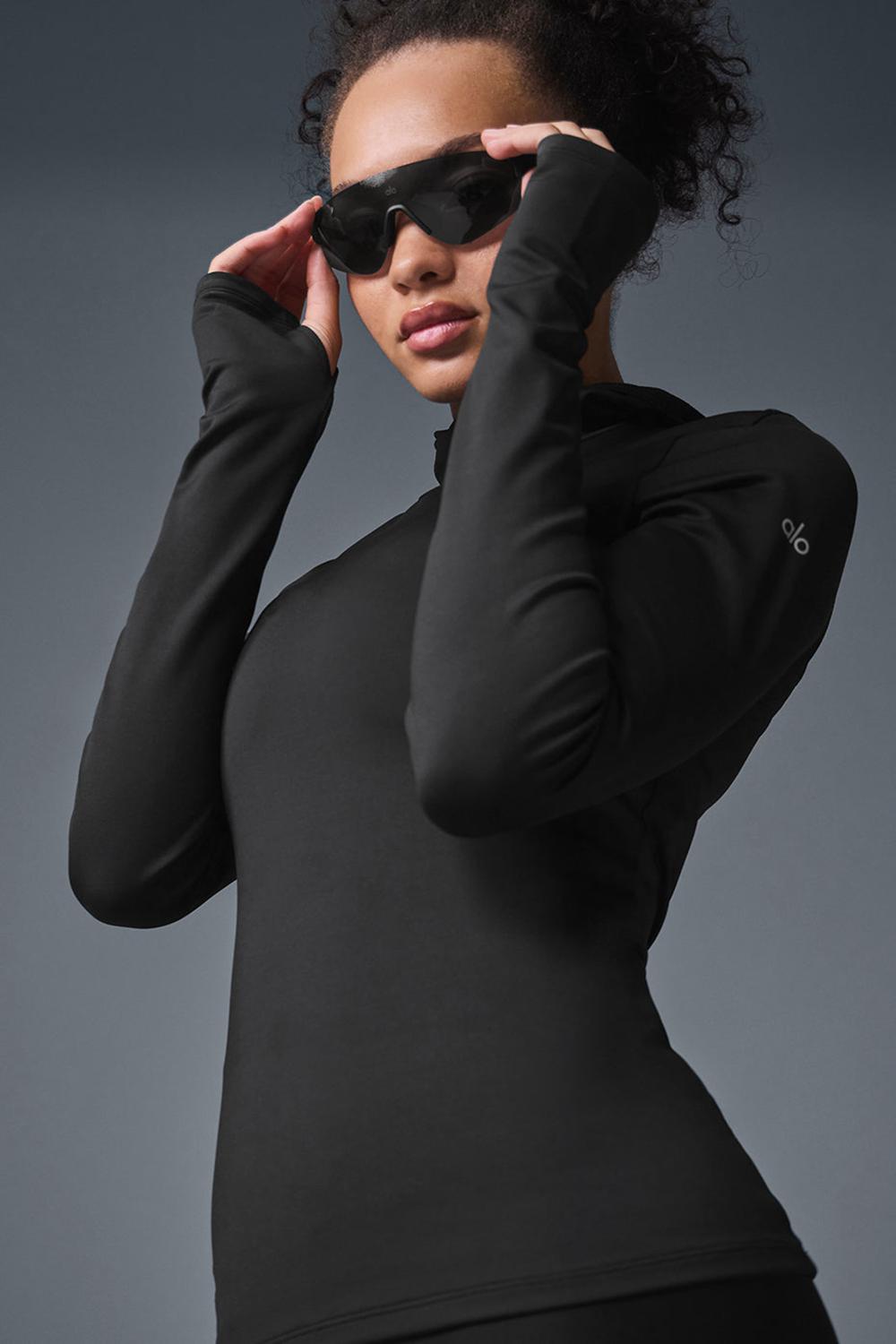 Sudadera con Capucha Alo Yoga Airlift Winter Warm Runner Mujer Negras | España  VYEO-10374