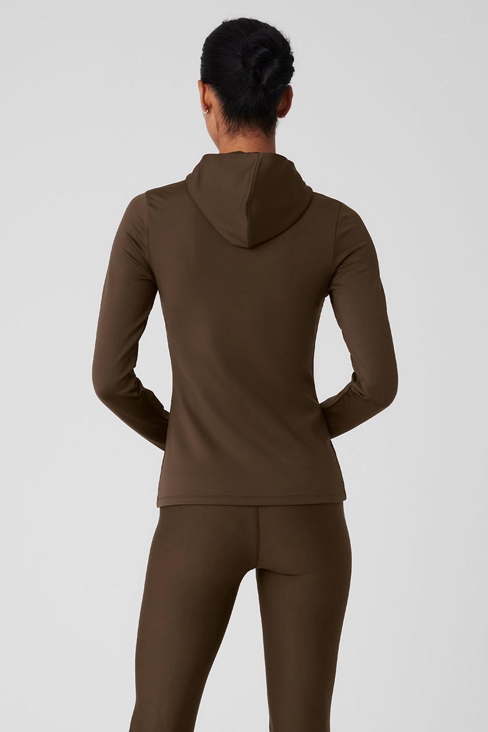 Sudadera con Capucha Alo Yoga Airlift Winter Warm Runner Mujer Espresso | España  ZYNU-48519