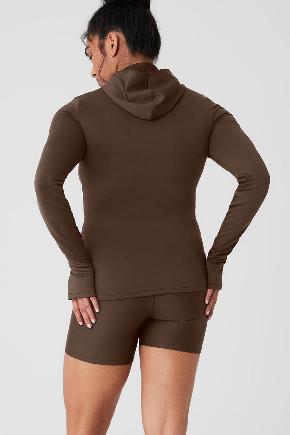 Sudadera con Capucha Alo Yoga Airlift Winter Warm Runner Mujer Espresso | España  ZYNU-48519