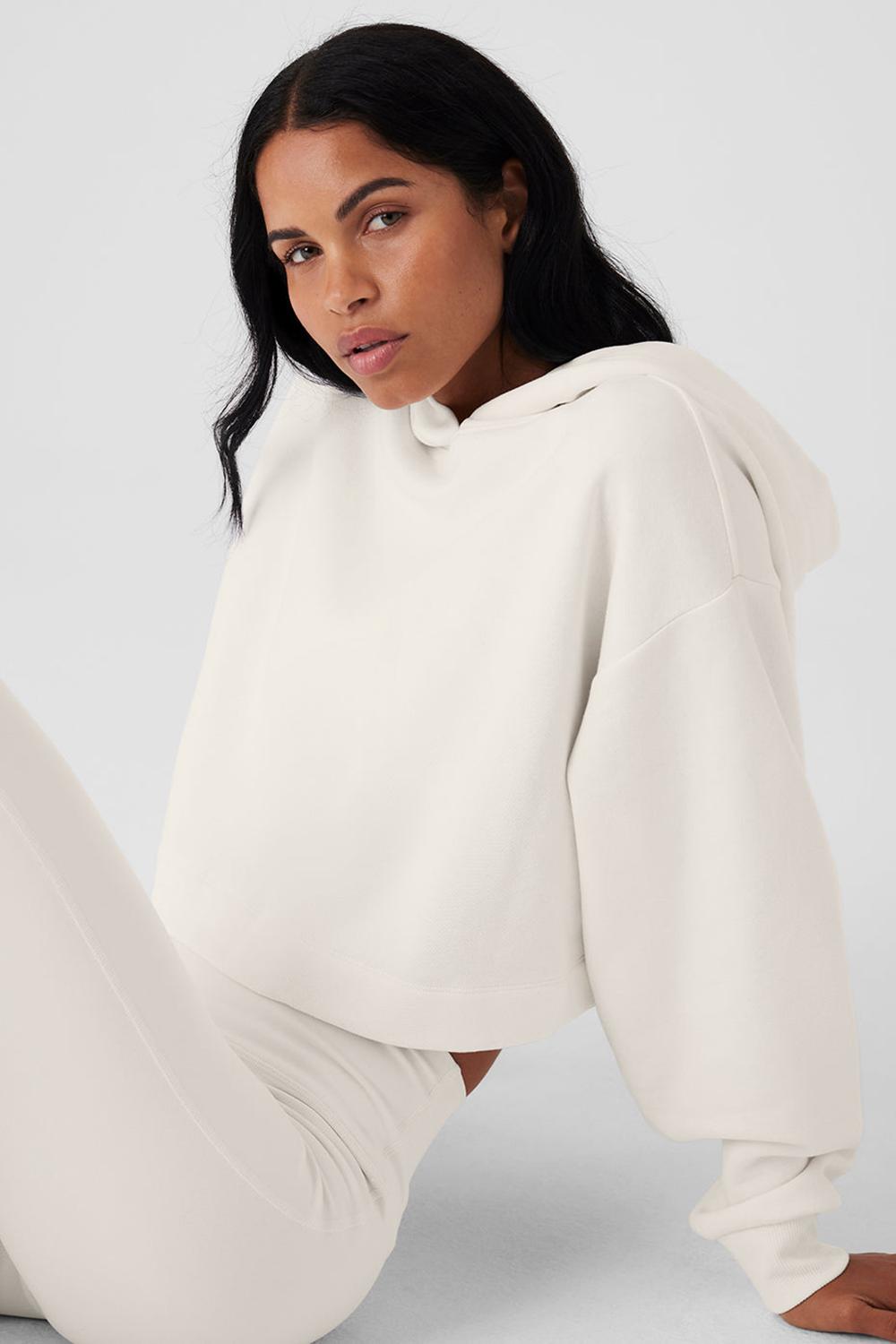 Sudadera con Capucha Alo Yoga Bae Mujer Ivory | España  EAUK-89605