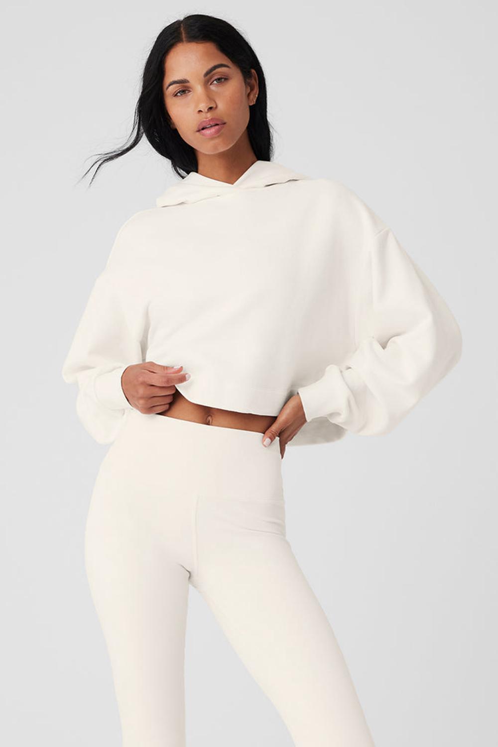 Sudadera con Capucha Alo Yoga Bae Mujer Ivory | España  EAUK-89605