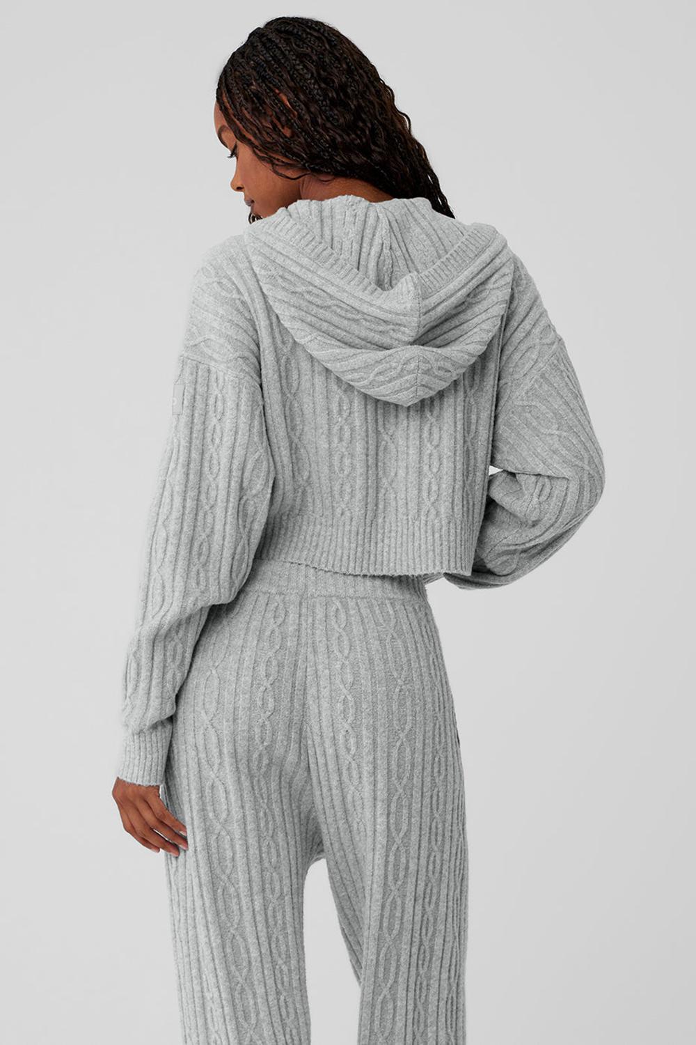 Sudadera con Capucha Alo Yoga Cable Knit Winter Bliss Mujer Gris | España  FOZI-71965