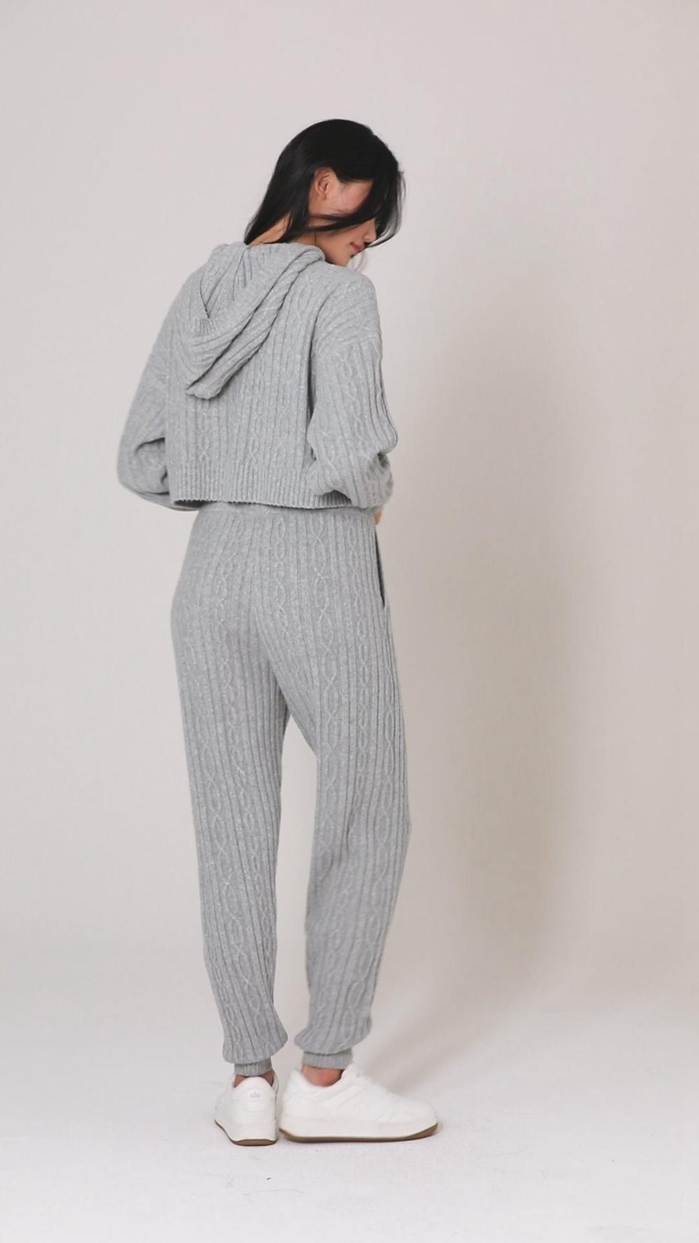 Sudadera con Capucha Alo Yoga Cable Knit Winter Bliss Mujer Gris | España  FOZI-71965
