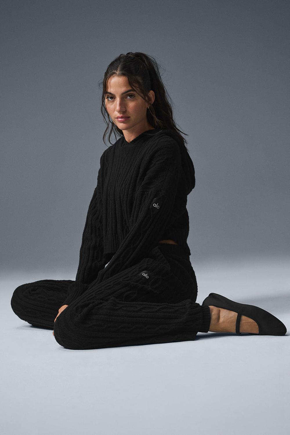 Sudadera con Capucha Alo Yoga Cable Knit Winter Bliss Mujer Negras | España  LOGR-67293