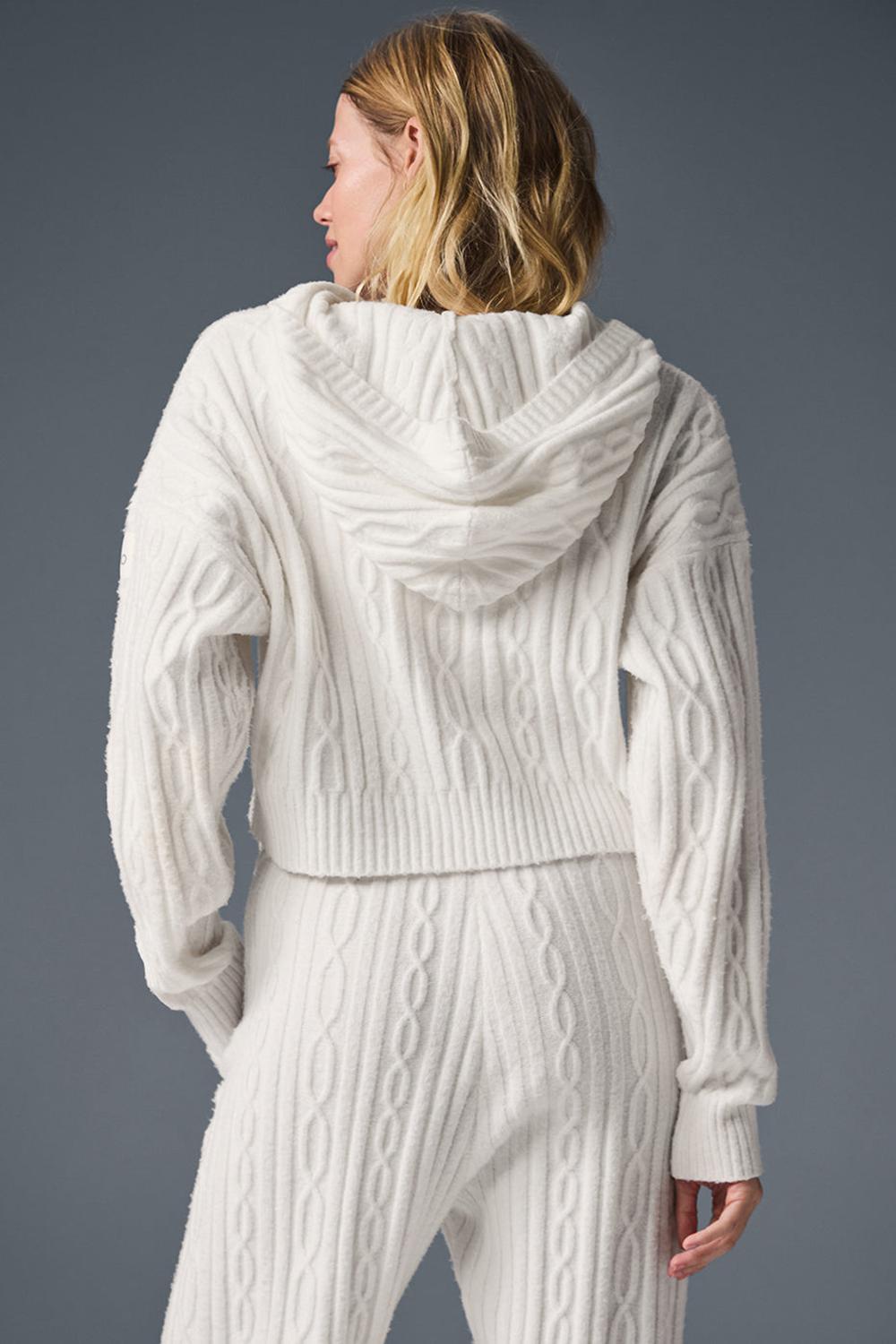 Sudadera con Capucha Alo Yoga Cable Knit Winter Bliss Mujer Ivory | España  SYUI-21967
