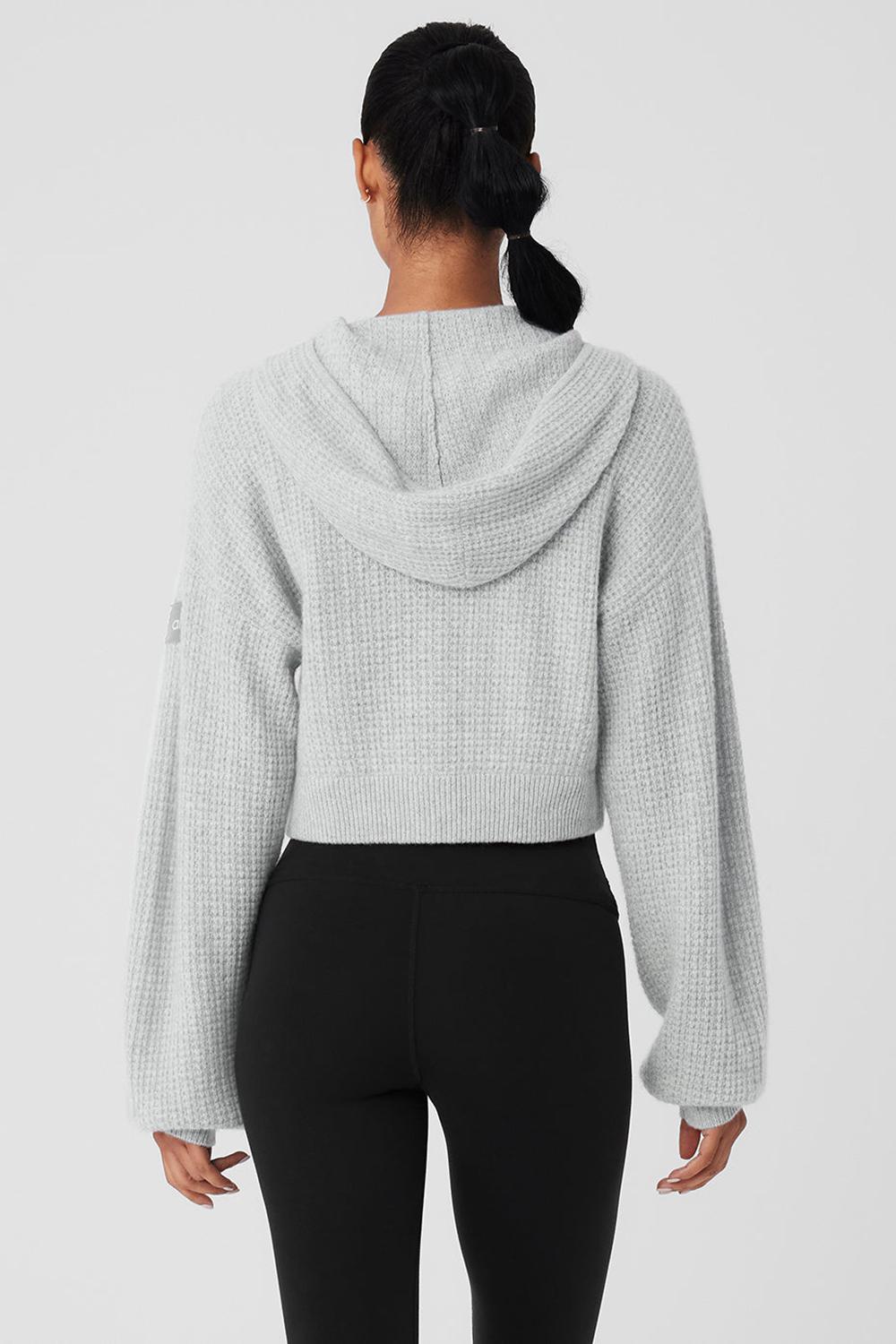 Sudadera con Capucha Alo Yoga Cashmere Plush Waffle Full Zip Mujer Gris | España  UKWZ-62970