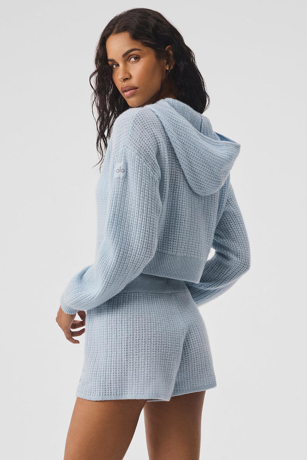 Sudadera con Capucha Alo Yoga Cashmere Plush Waffle Full Zip Mujer Azules | España  OICK-13268