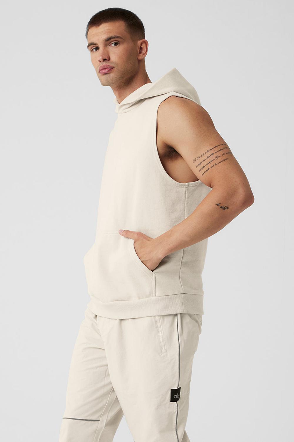 Sudadera con Capucha Alo Yoga Chill Sleeveless Hombre Bone | España  NDUT-28370