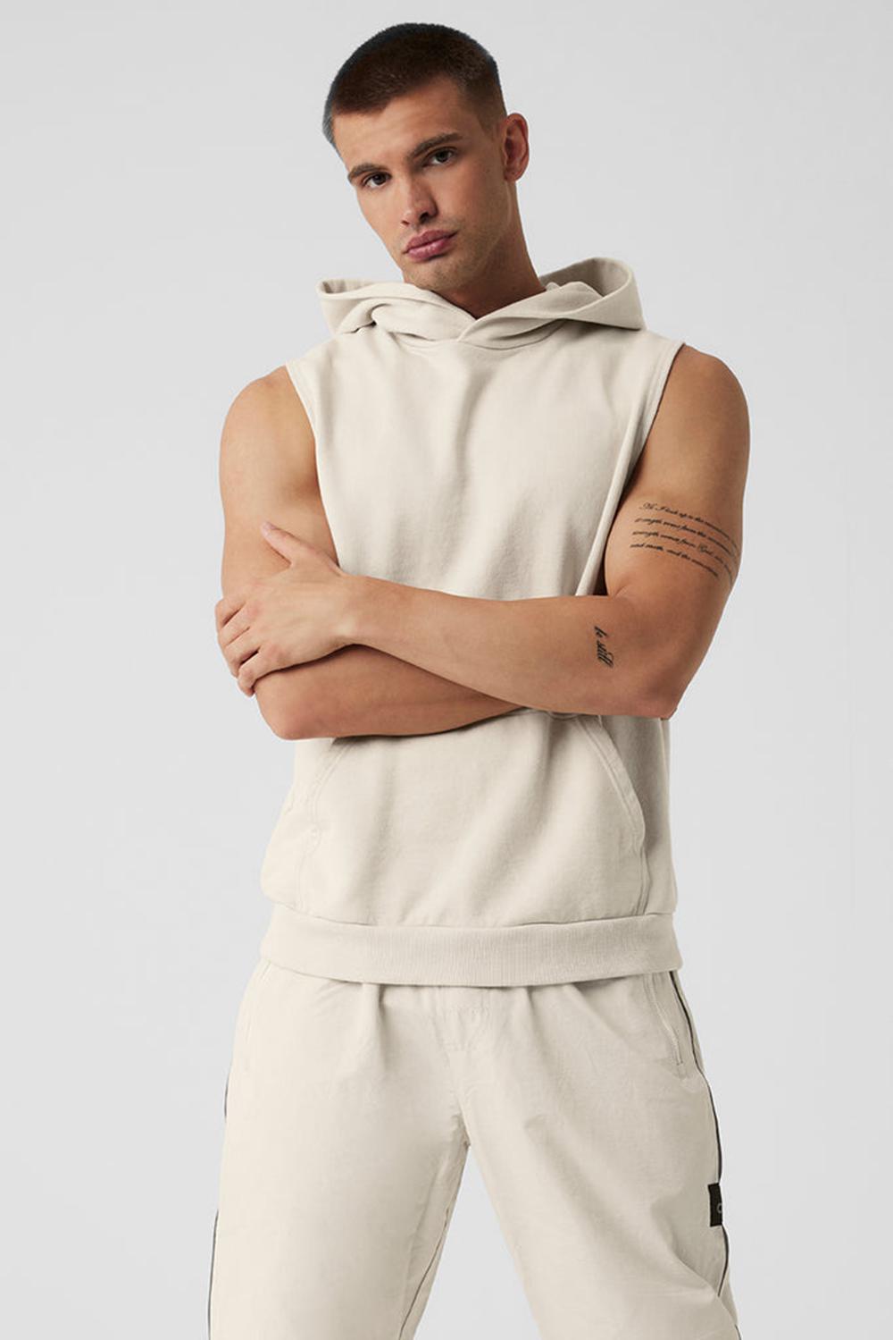 Sudadera con Capucha Alo Yoga Chill Sleeveless Hombre Bone | España  NDUT-28370