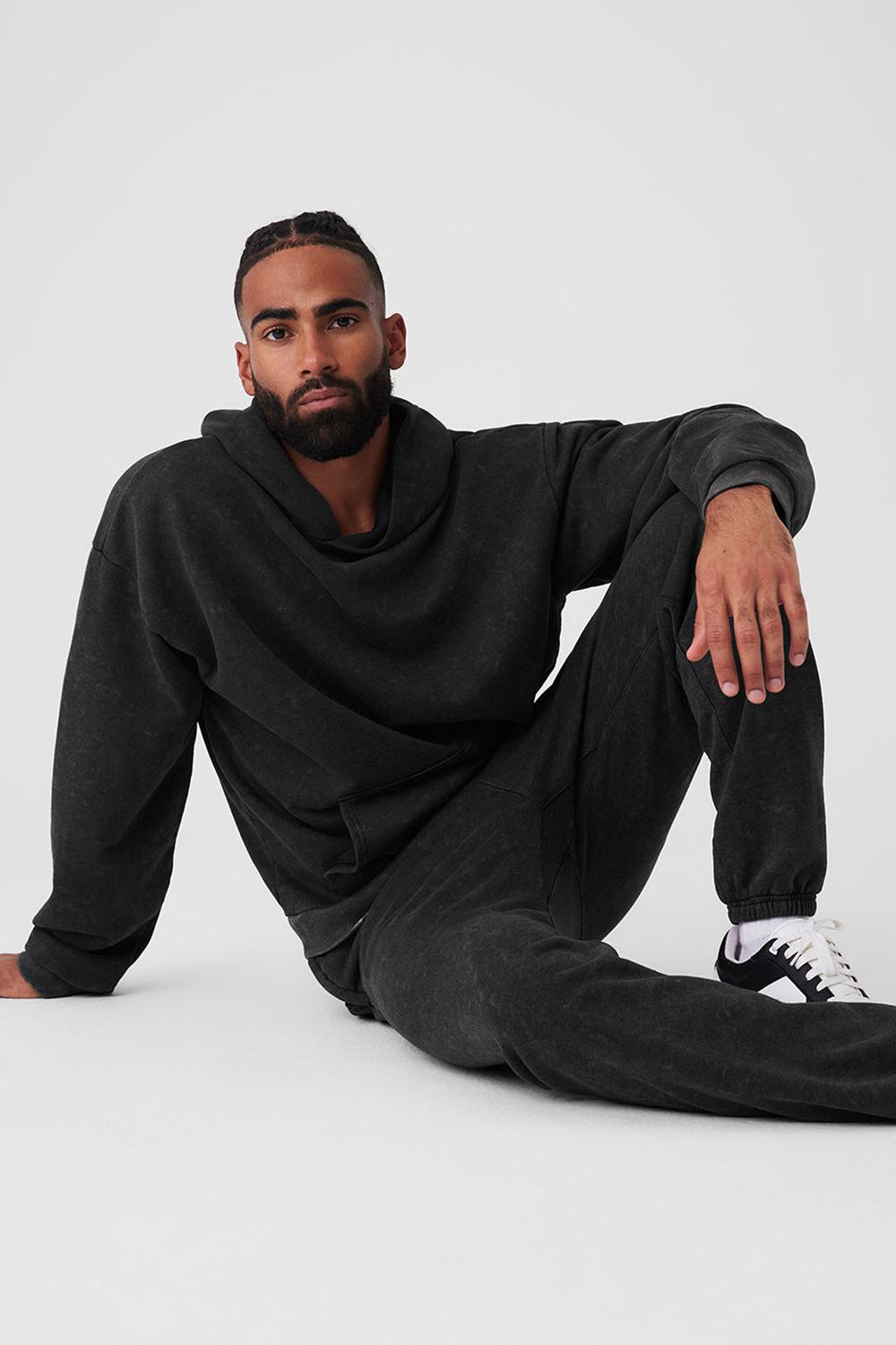 Sudadera con Capucha Alo Yoga Chill Vintage Wash Hombre Negras Azules | España  LDBX-89015