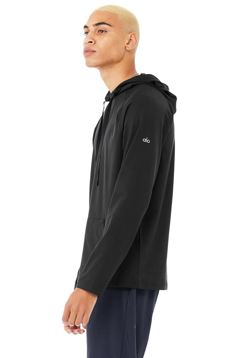 Sudadera con Capucha Alo Yoga Conquer Hombre Negras | España  FBAN-41380