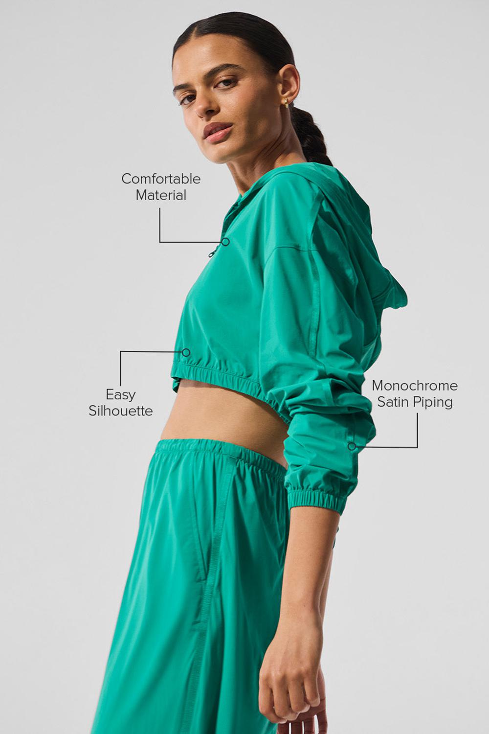 Sudadera con Capucha Alo Yoga Cropped Breezy Full-Zip Mujer Verde | España  ERWV-93645