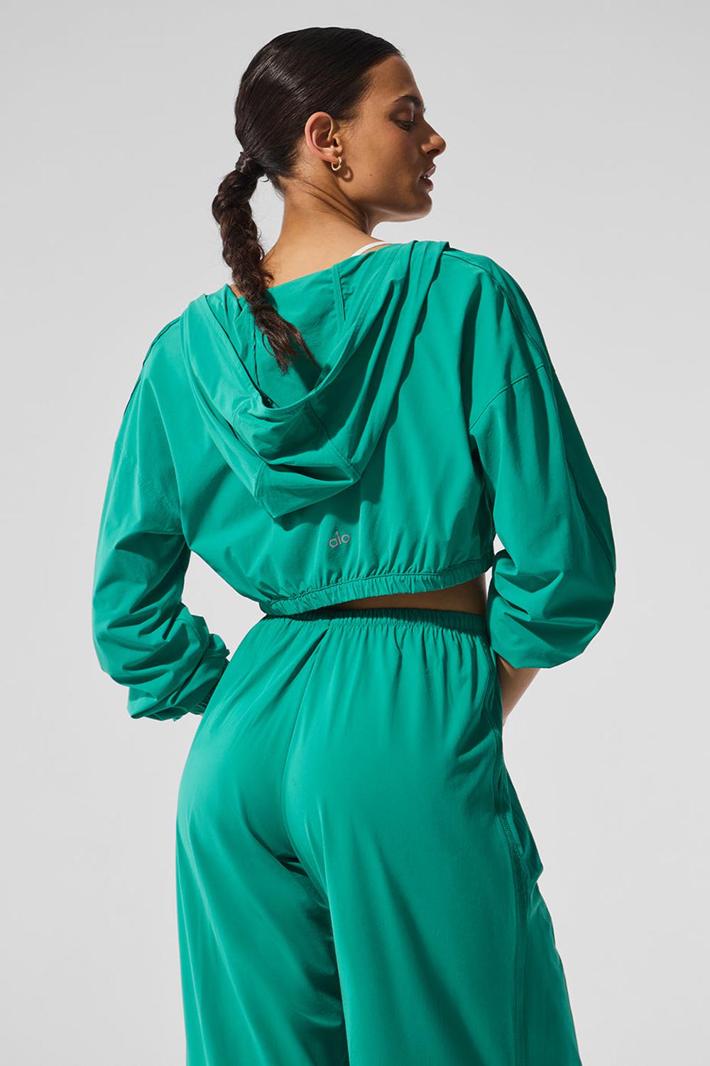 Sudadera con Capucha Alo Yoga Cropped Breezy Full-Zip Mujer Verde | España  ERWV-93645