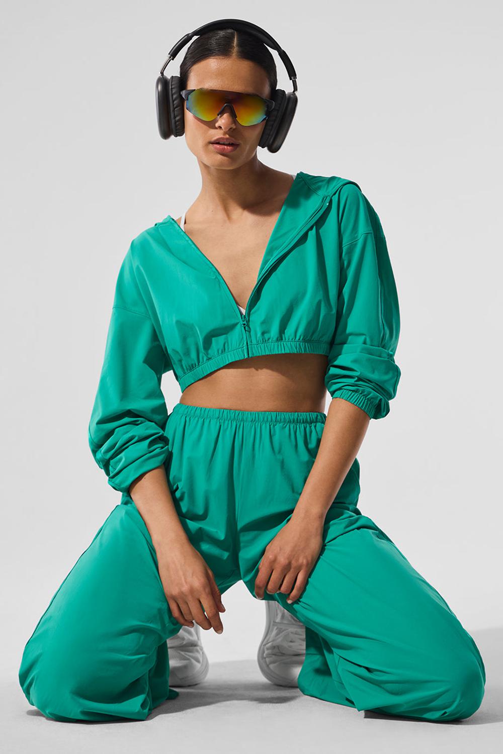 Sudadera con Capucha Alo Yoga Cropped Breezy Full-Zip Mujer Verde | España  ERWV-93645