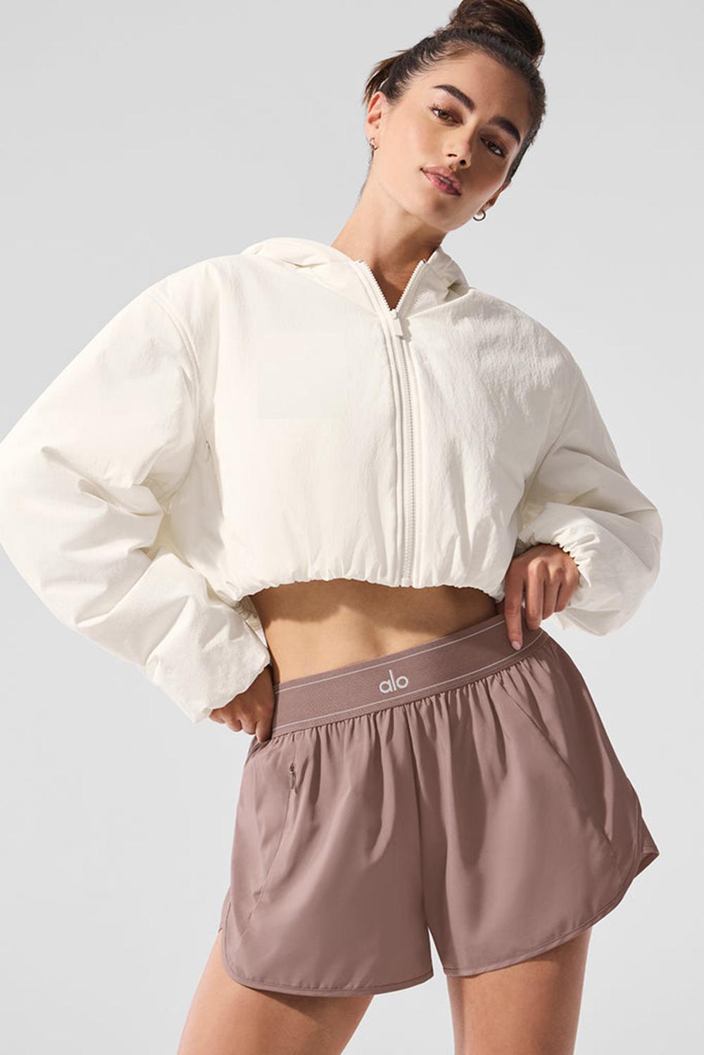 Sudadera con Capucha Alo Yoga Cropped Mountain Peak Full-Zip Mujer Ivory | España  CGFB-80932