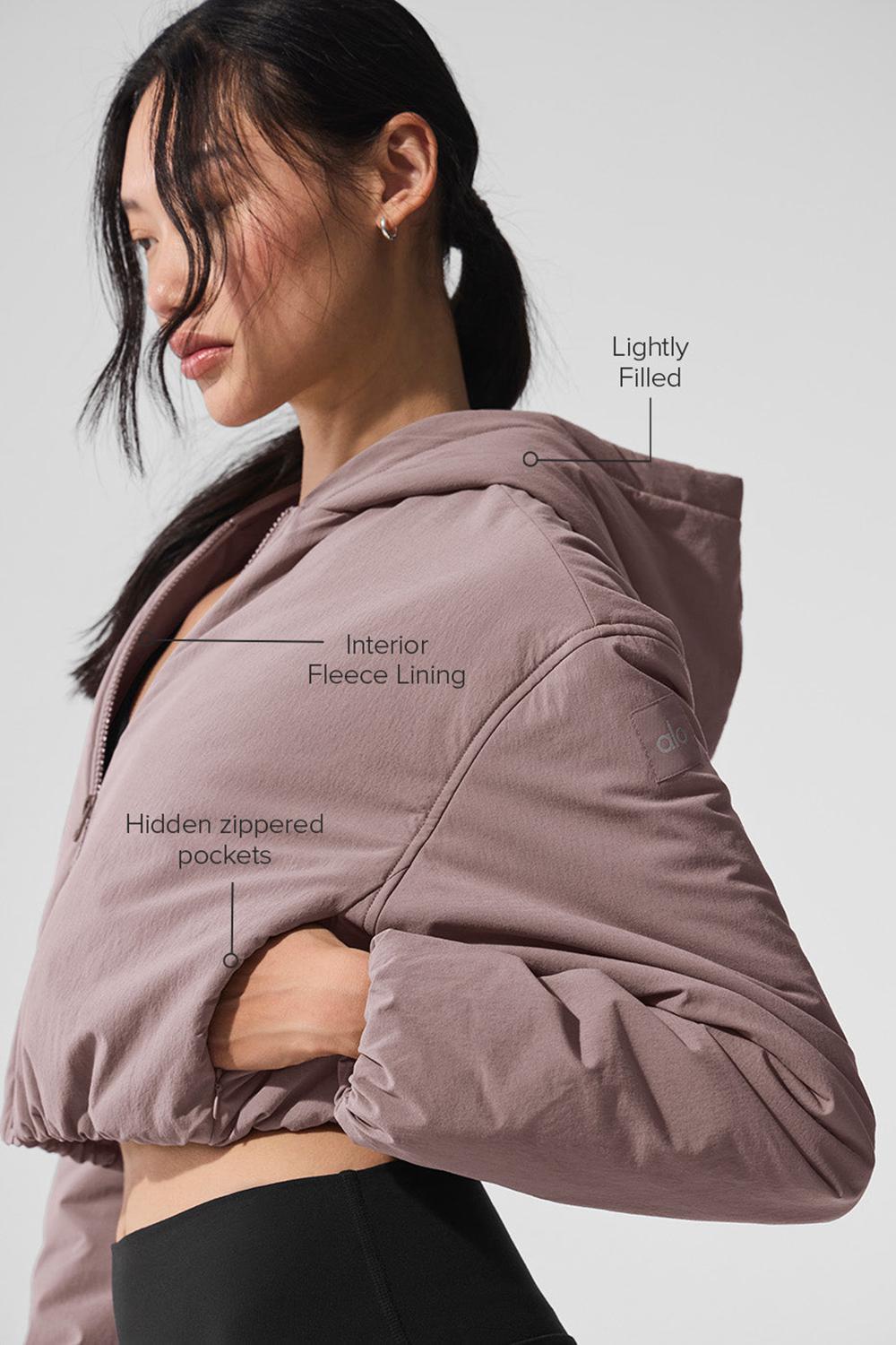 Sudadera con Capucha Alo Yoga Cropped Mountain Peak Full-Zip Mujer Mushroom | España  GCWL-31824