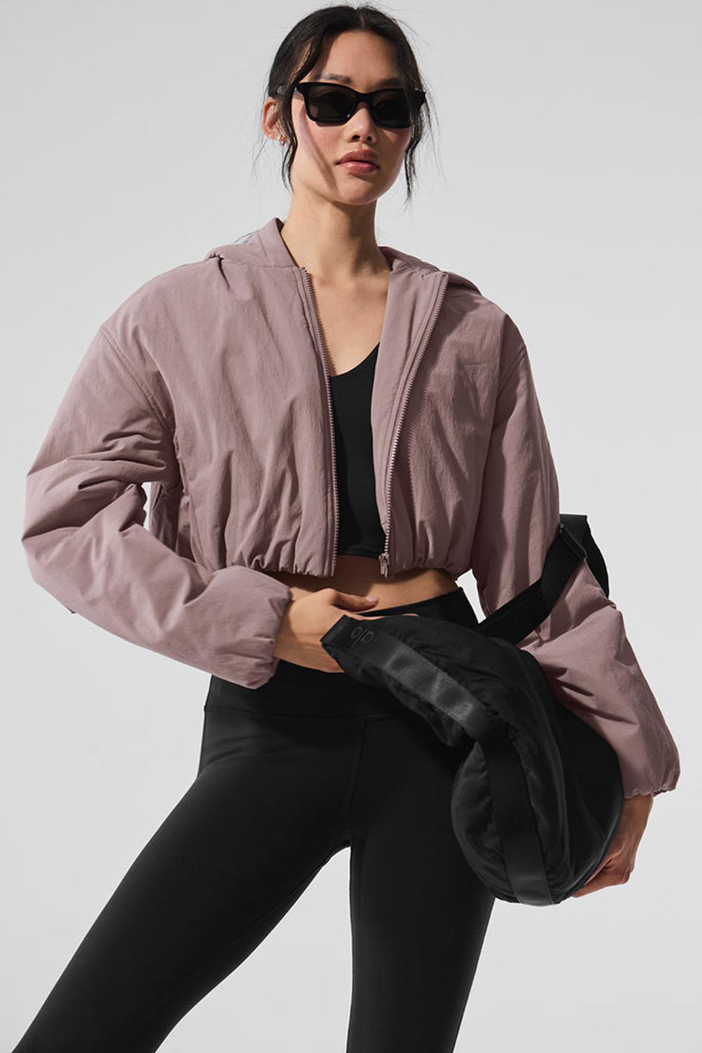 Sudadera con Capucha Alo Yoga Cropped Mountain Peak Full-Zip Mujer Mushroom | España  GCWL-31824