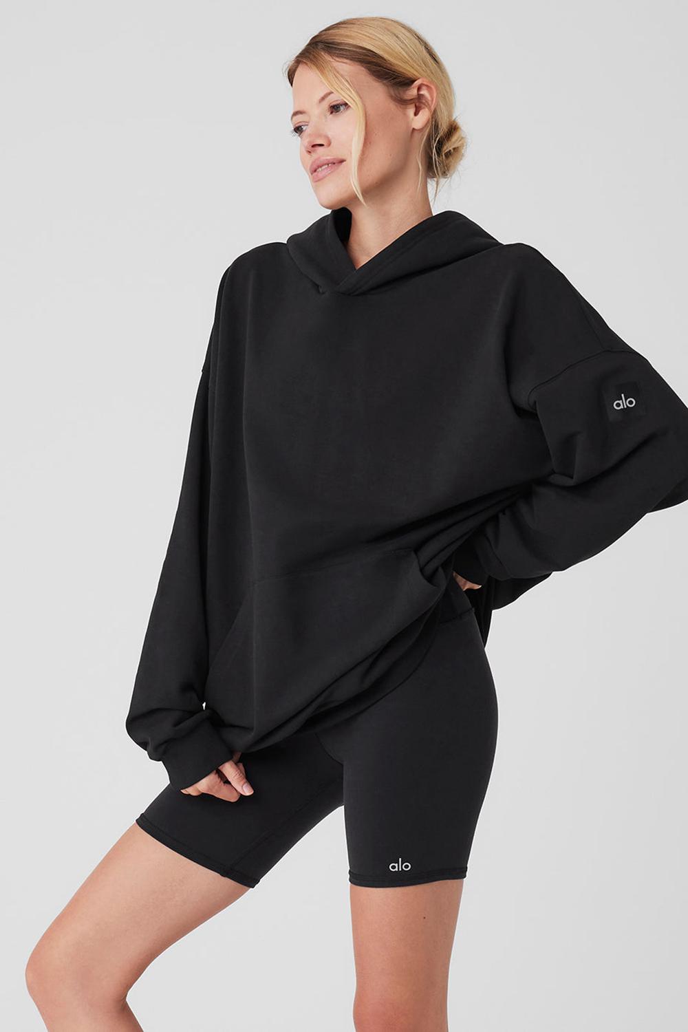 Sudadera con Capucha Alo Yoga Double Take Mujer Negras | España  SWVF-05874