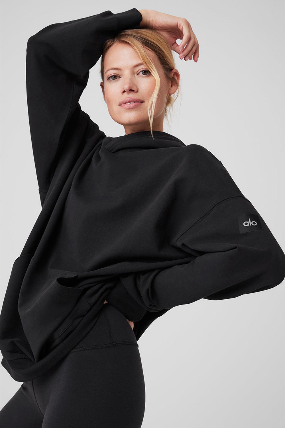 Sudadera con Capucha Alo Yoga Double Take Mujer Negras | España  SWVF-05874
