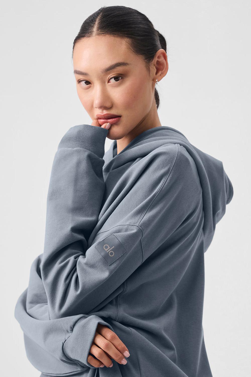 Sudadera con Capucha Alo Yoga Double Take Mujer Gris | España  RSUJ-04983