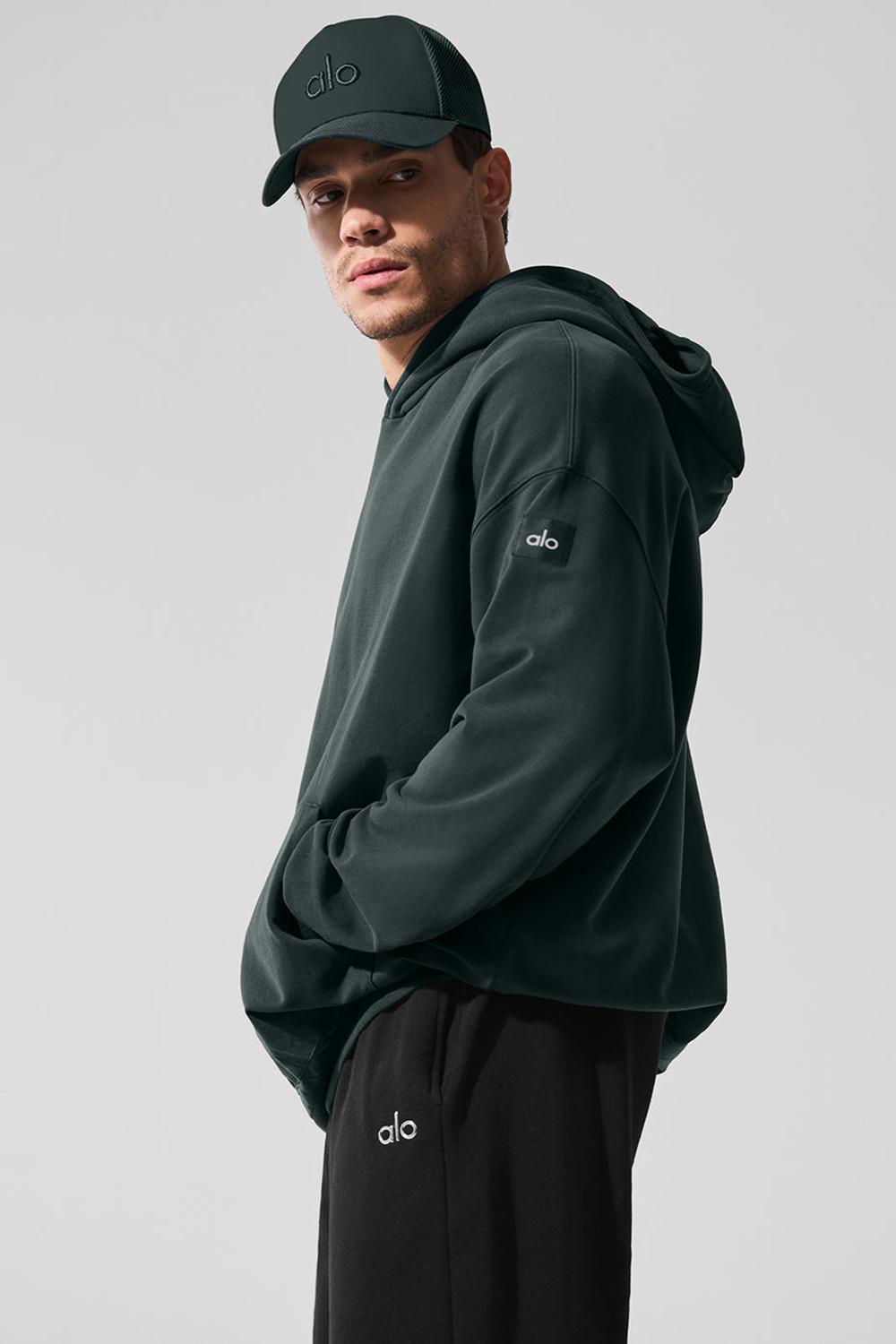 Sudadera con Capucha Alo Yoga Double Take Hombre Verde | España  TYKD-62591
