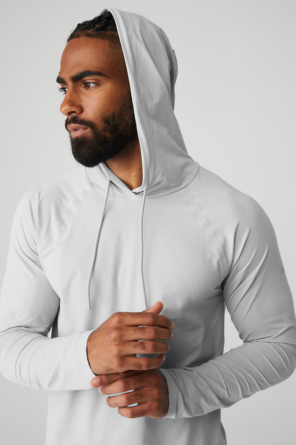 Sudadera con Capucha Alo Yoga Idol Runner Hombre Titanium | España  LIEC-34892